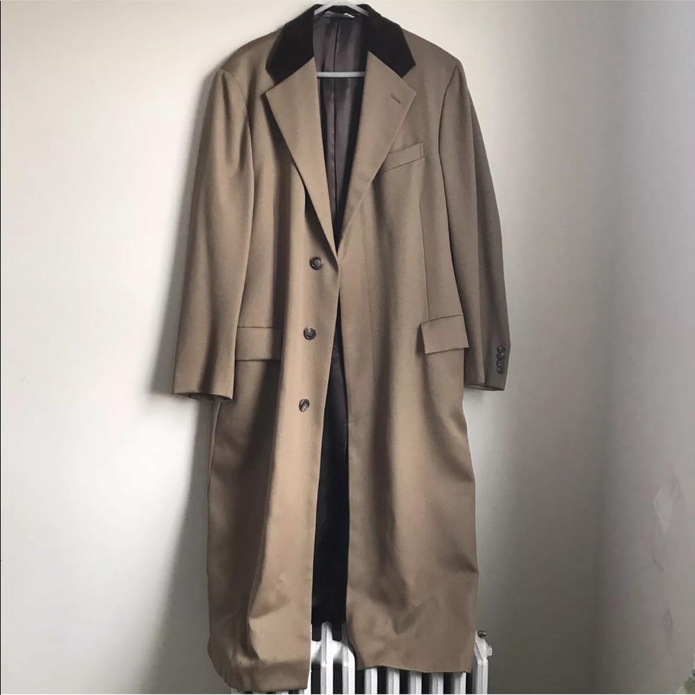 Vintage Polo Ralph Lauren Tan Trench Overcoat Wool - Picture 5 of 8
